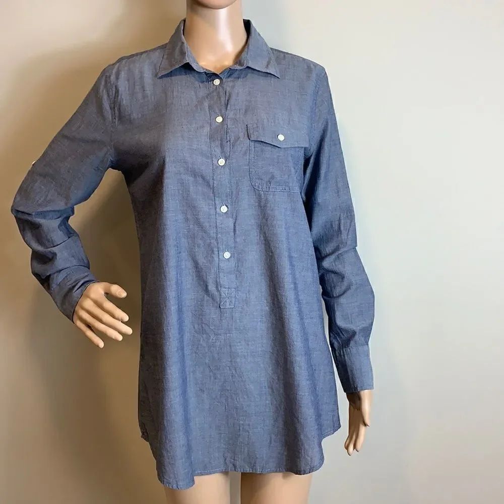 ❤️Last Chance J. Crew denim chambray half button tunic top size XS